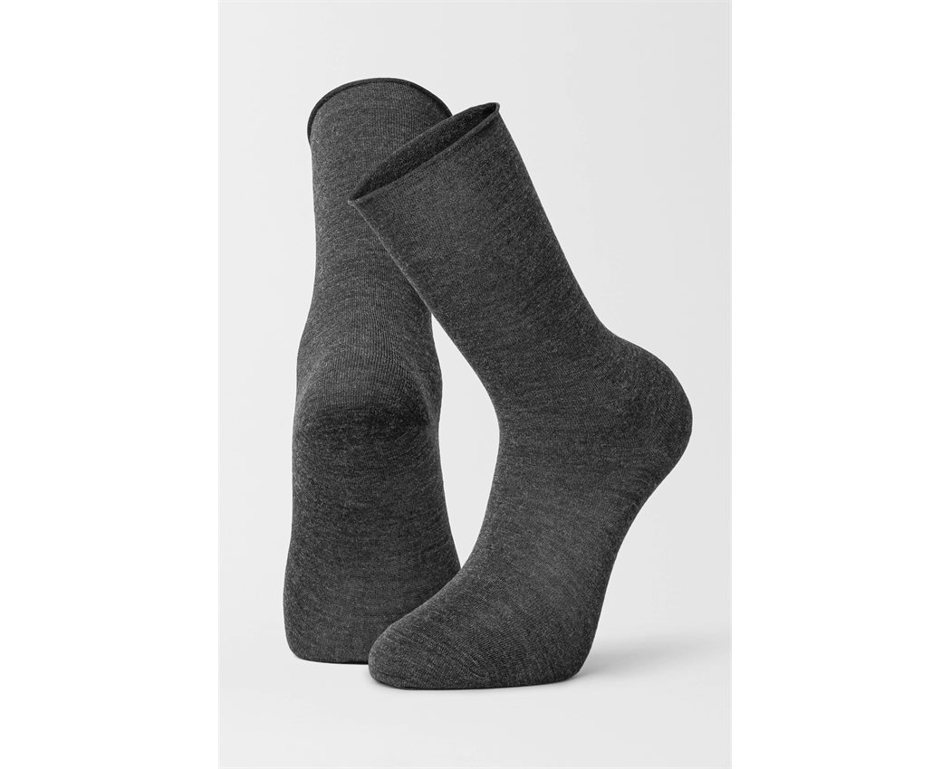 2pk Jorann Wool Sock Roll Top Antracite One Size