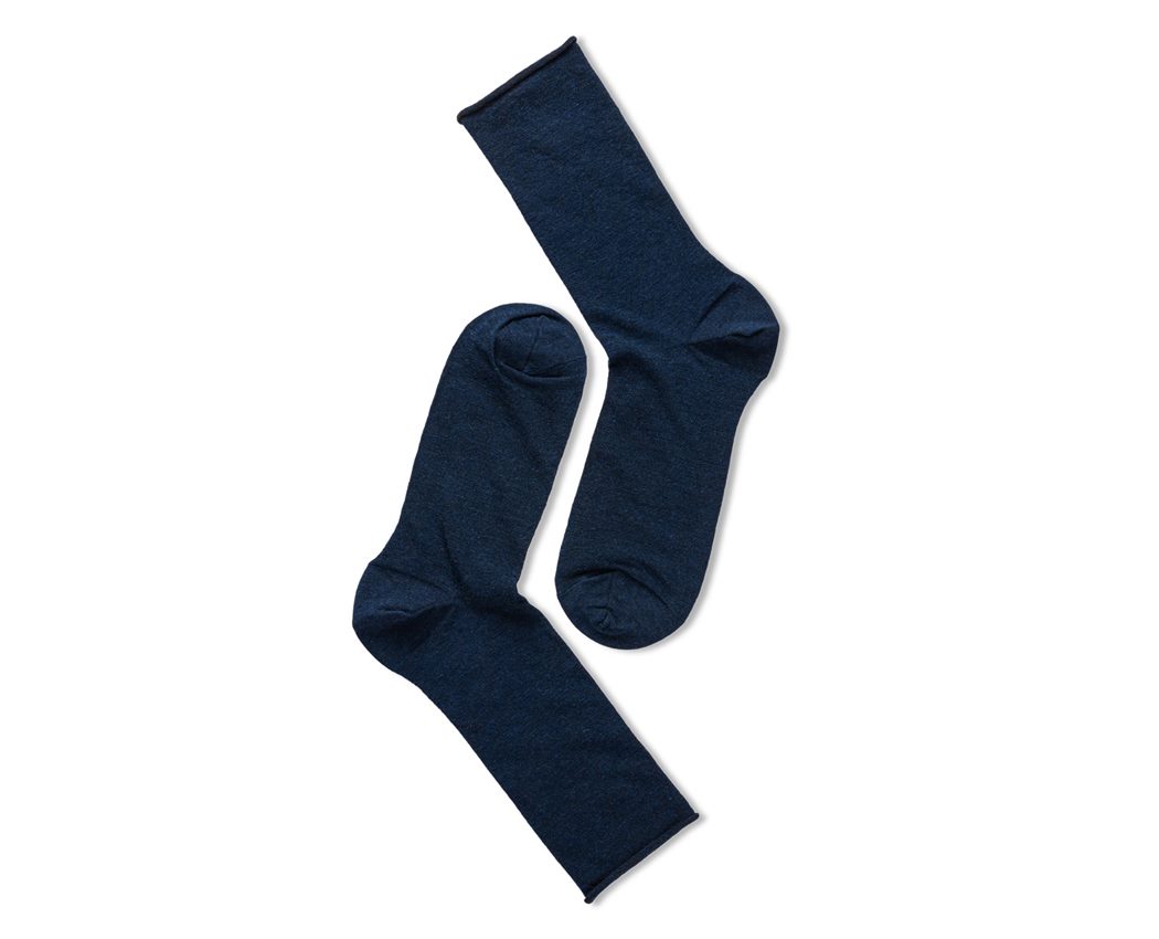 PE 2pk Jorann Wool Sock Roll Top NAVY ONE SIZE