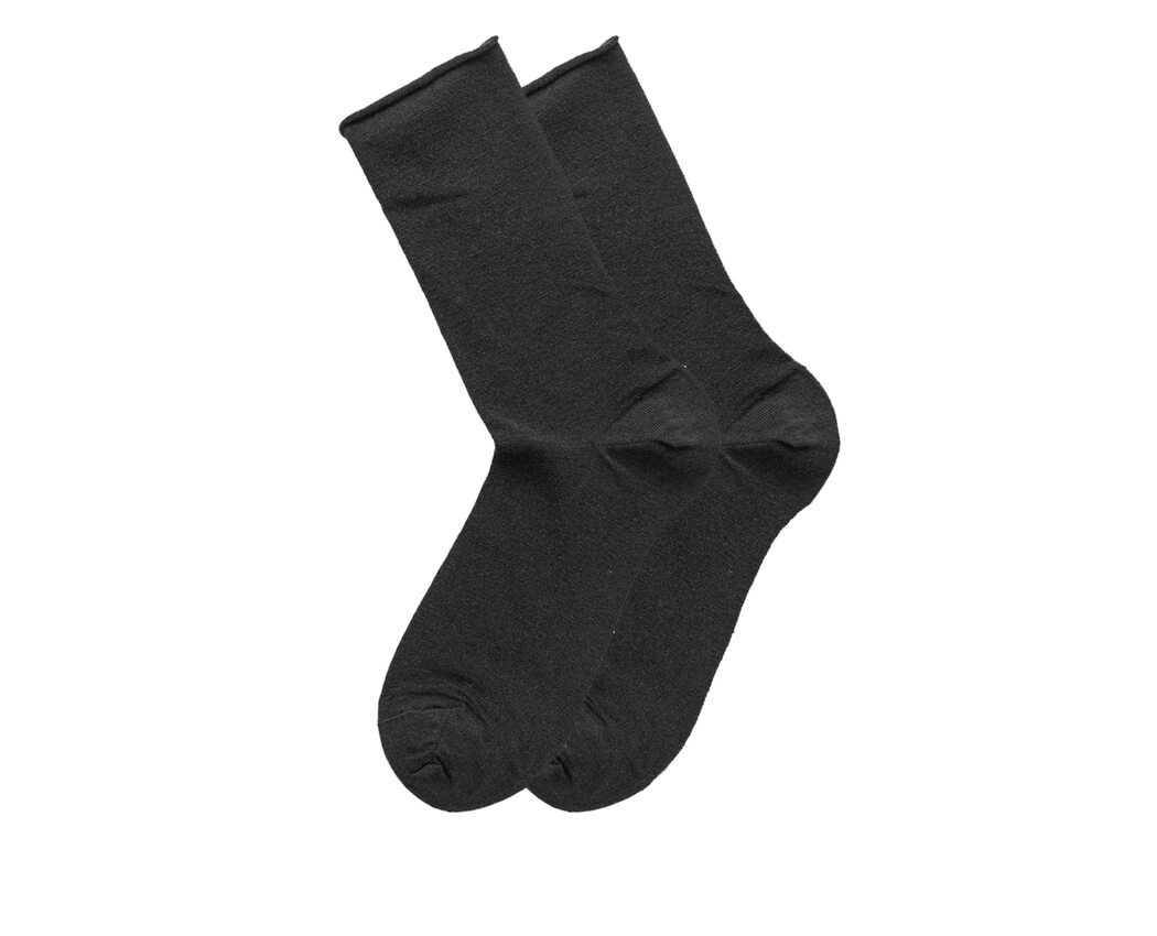 2pk Jorann Wool Sock Roll Top Black One Size 