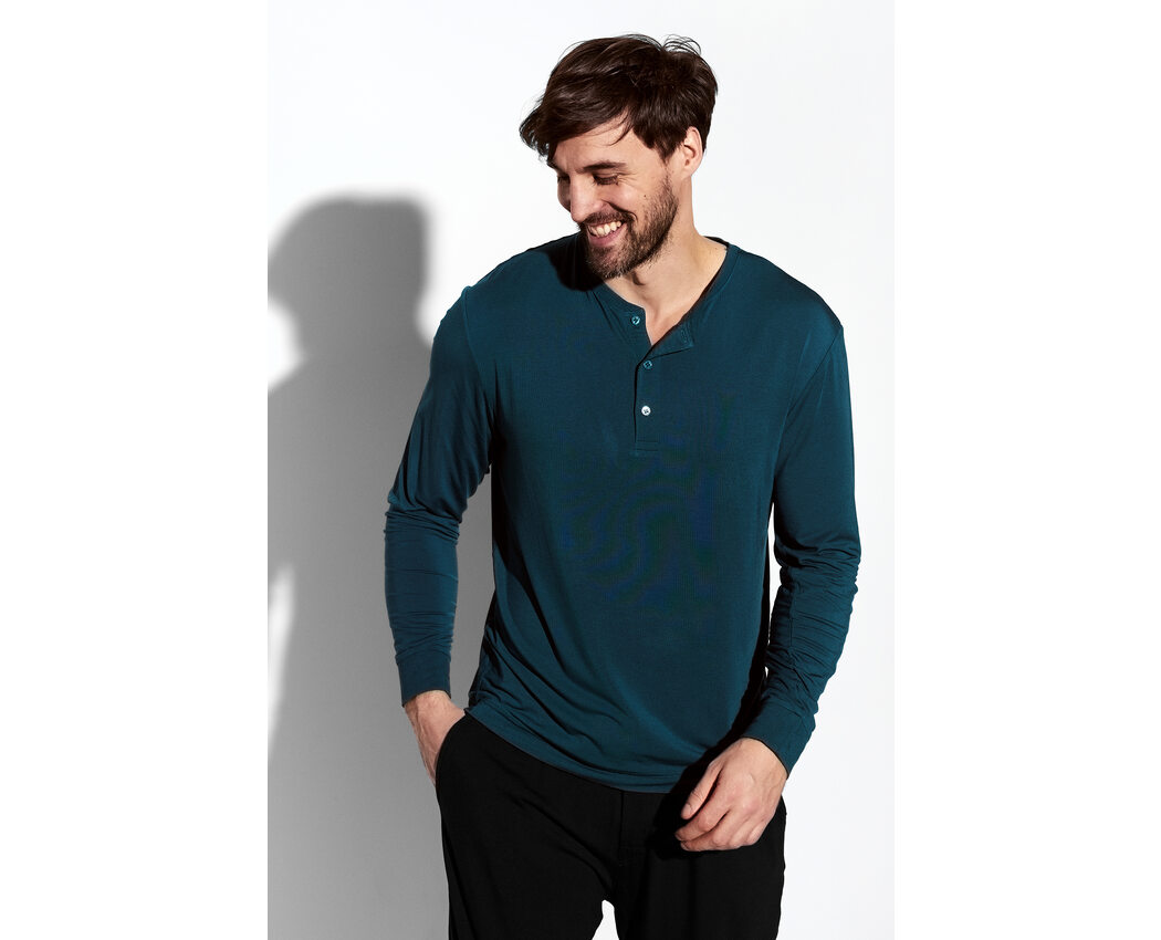 Lounge Henley Cotton Bamboo Deep Teal Large